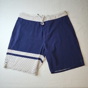 BYLT Coastal Board shorts Mens XL Navy Blue White Summer Swim Trunks Shorts